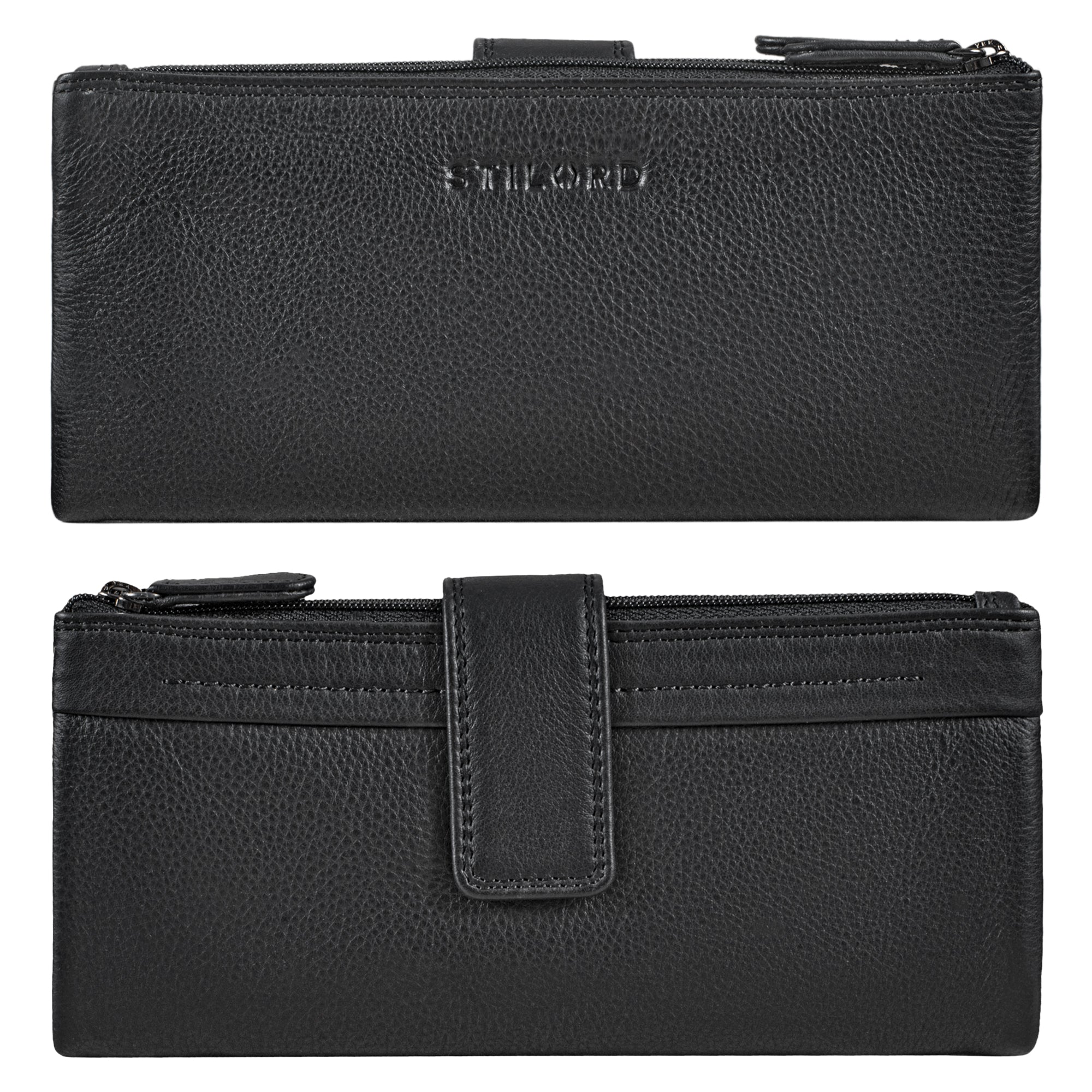 Portemonnaie Damen Leder schwarz