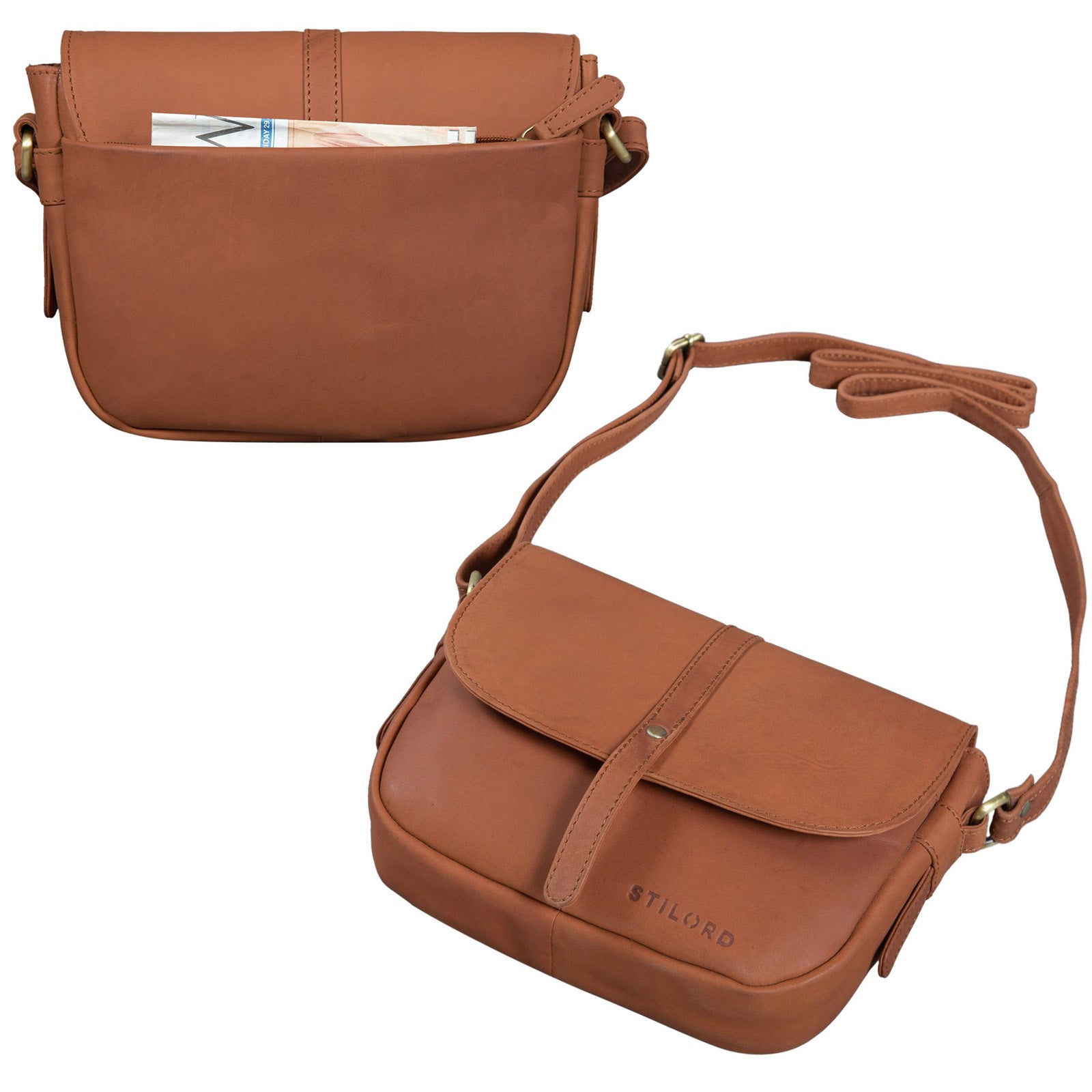 Schultertasche für Damen groß Vintage Leder
