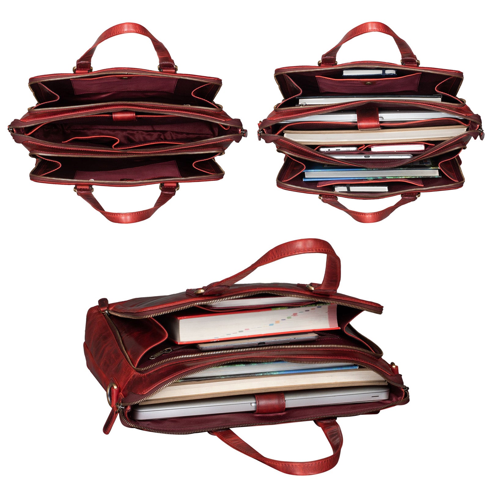 Rote Leder Aktetasche