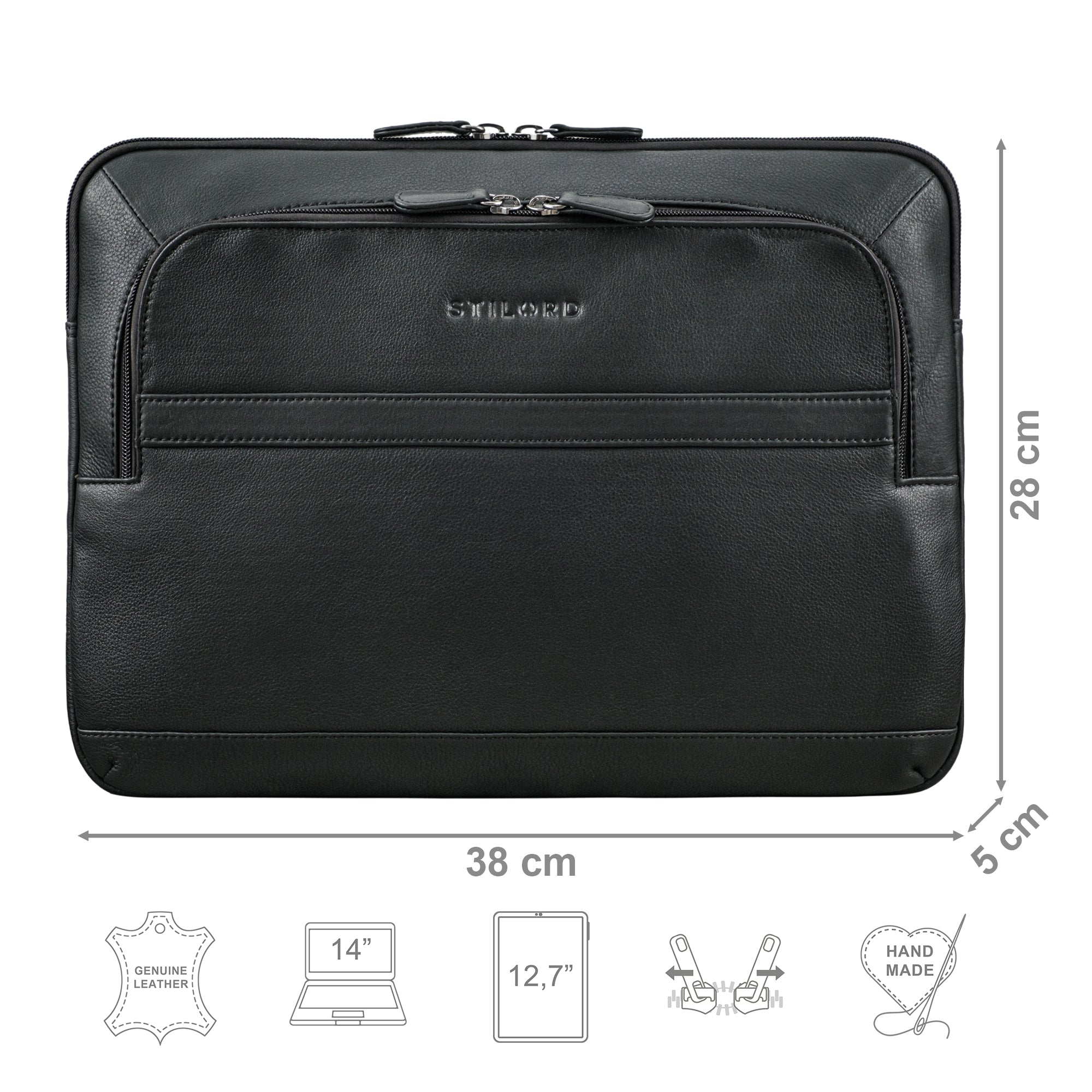 Damen Laptoptasche Leder 14 Zoll schwarz