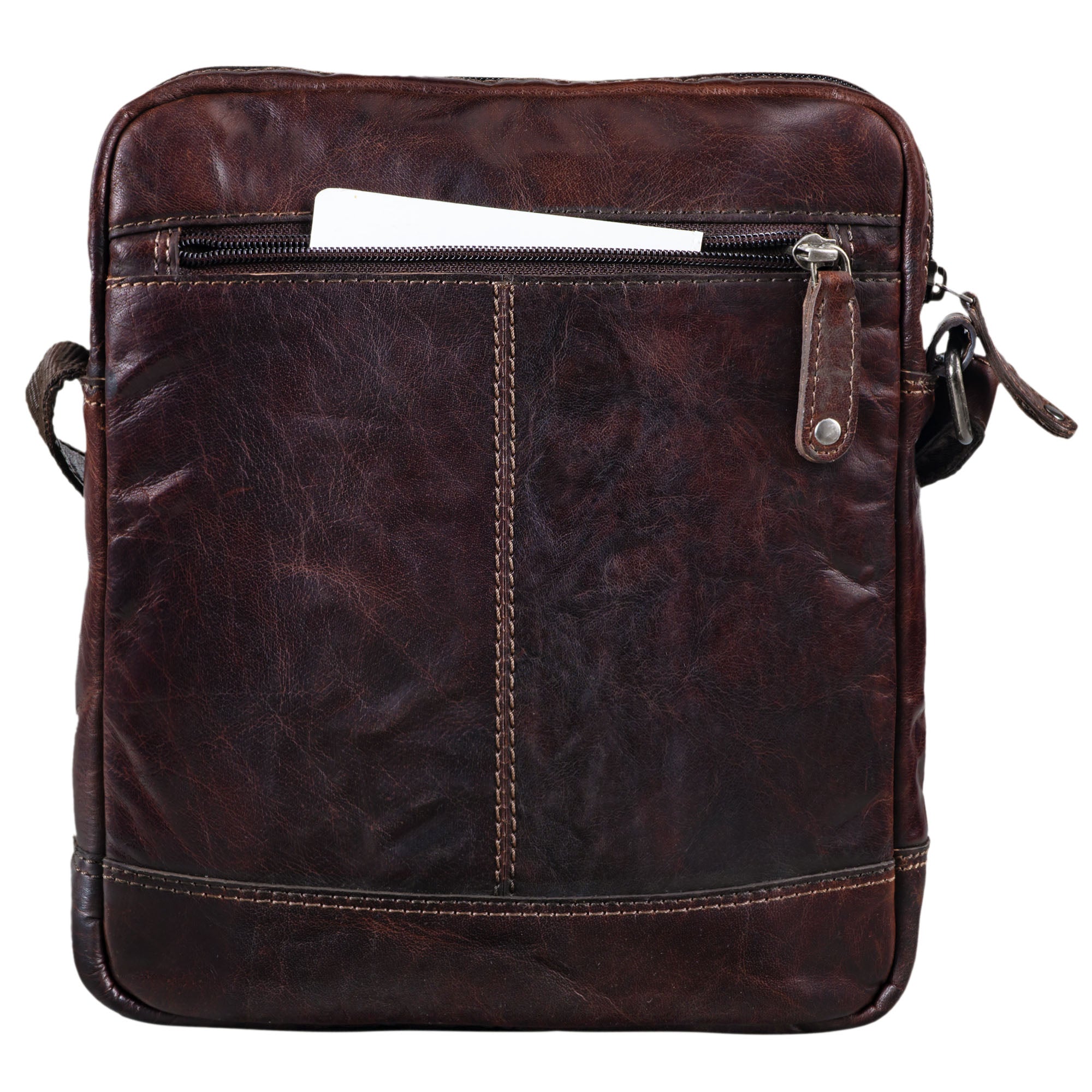 Herren Umhängetasche Leder dunkel braun