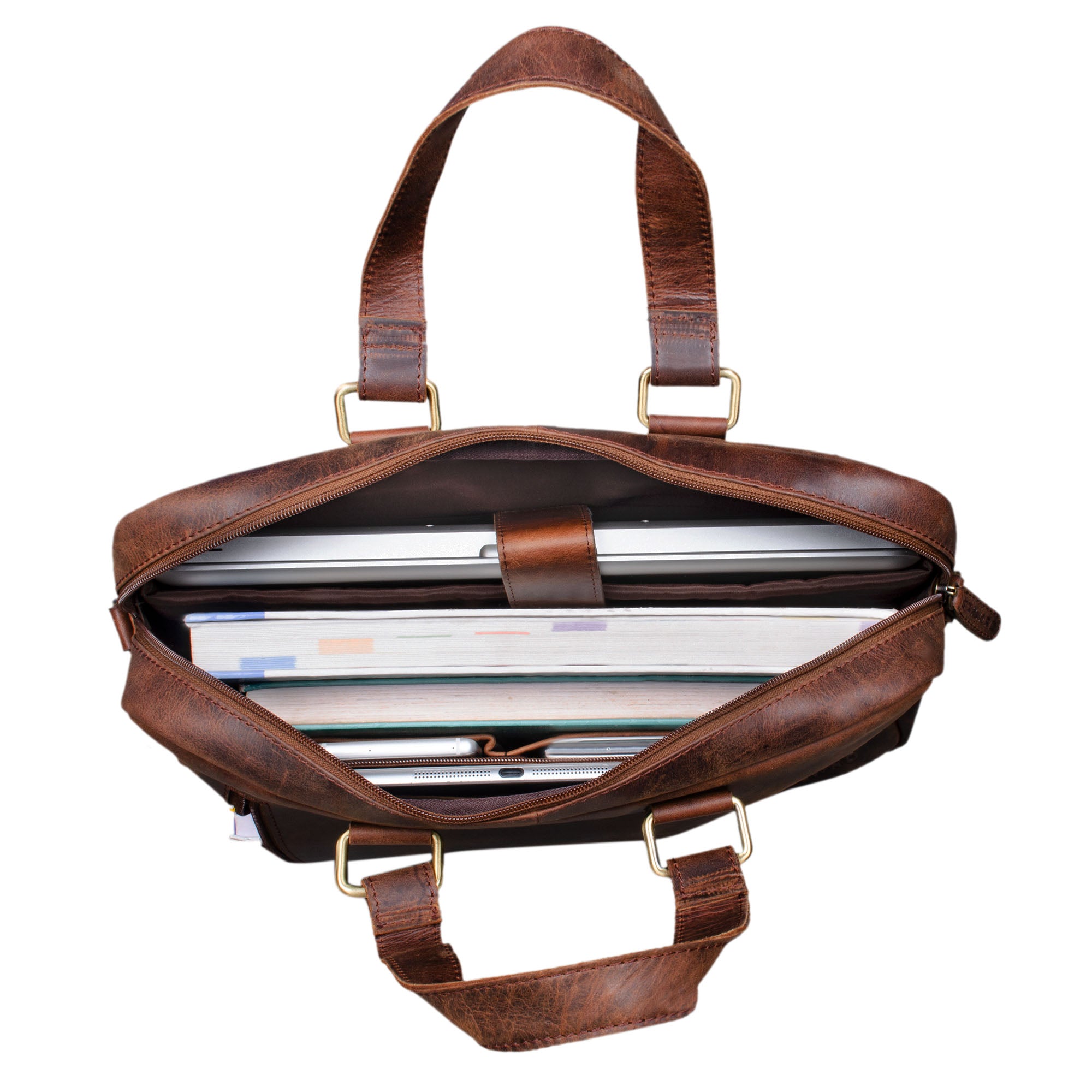 Braune Ledertasche Aktentasche für Damen