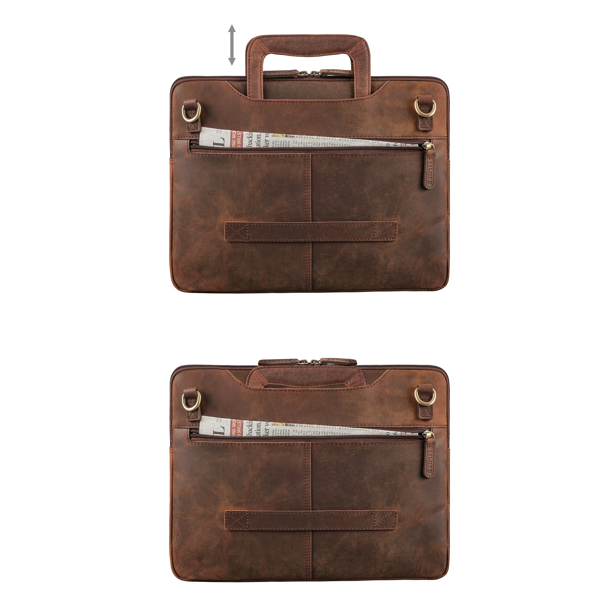 Laptoptasche Leder mit Griff braun