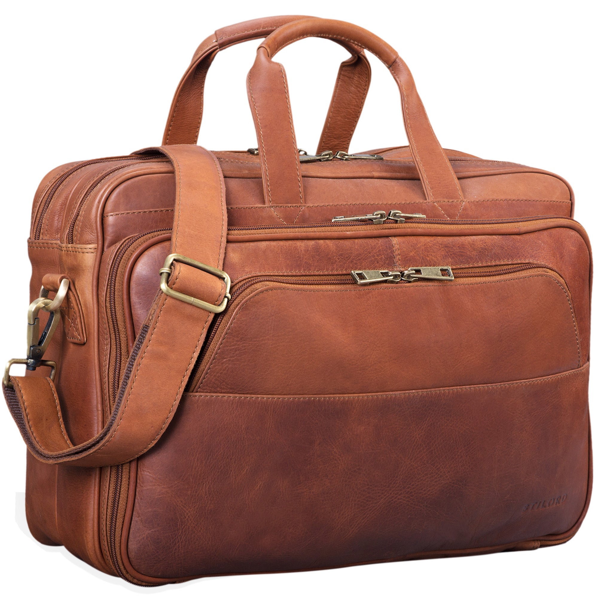 Leder Aktentasche cognac braun