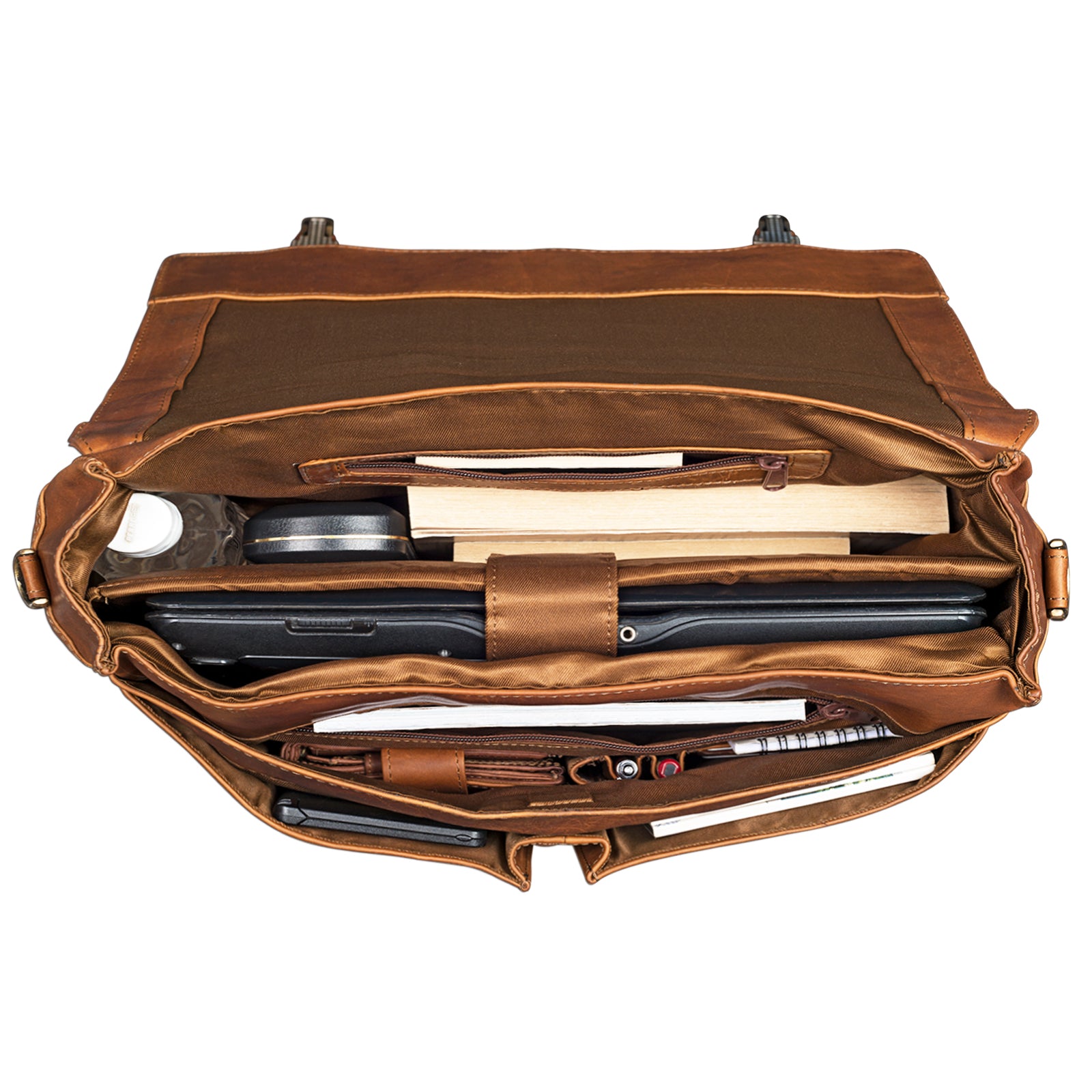 Große Aktentasche Leder cognac braun