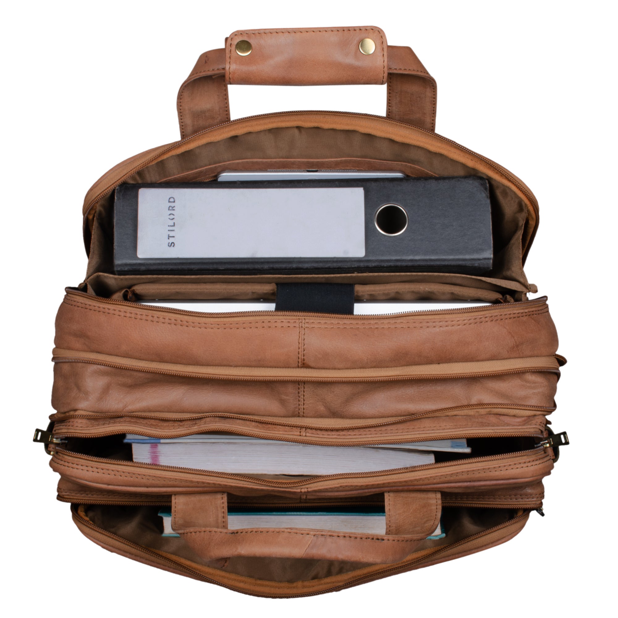 Große Lehrertasche Laptopfach braun