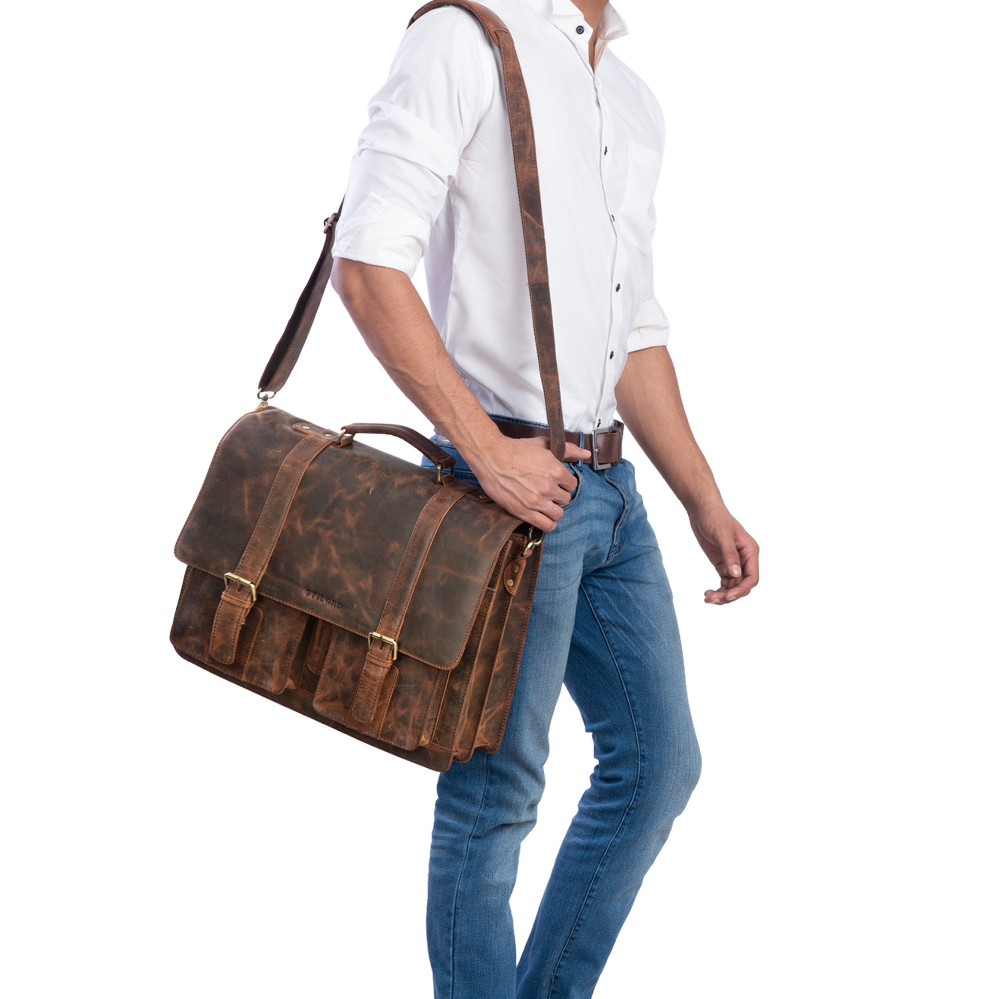 Leder Umhängetasche Business braun