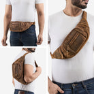 Herren Bauchtasche Leder mit vielen Fächern Wildleder