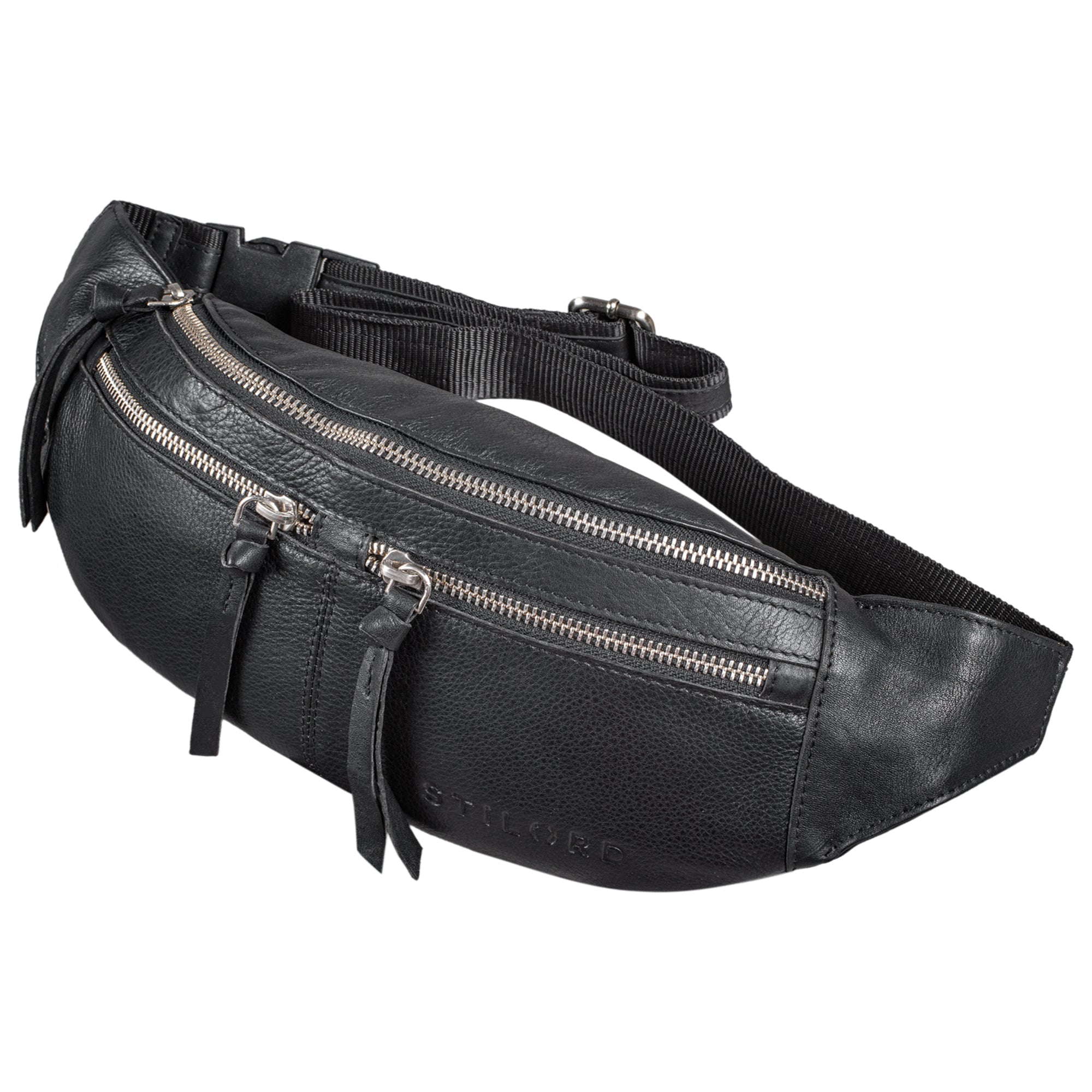 schwarze Leder Bauchtasche