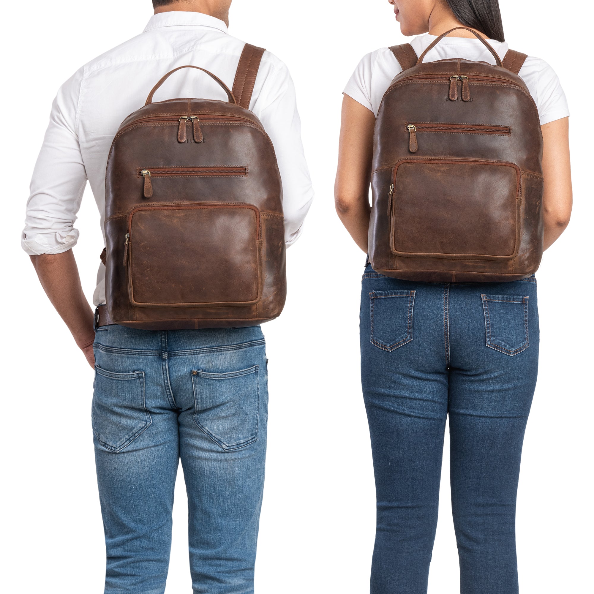 stilvoller Lederrucksack braun Reisen
