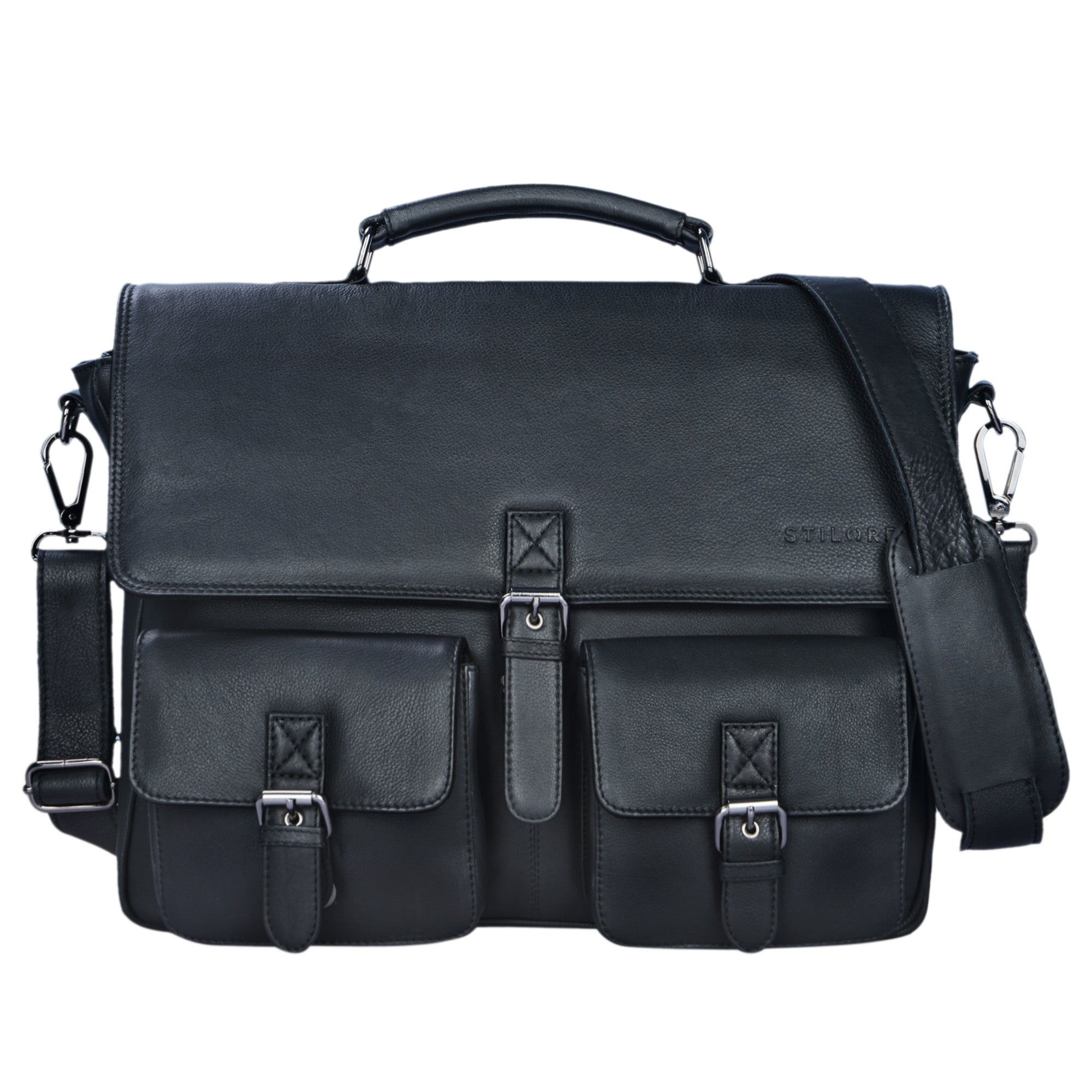 Schwarze Bürotasche XL Leder