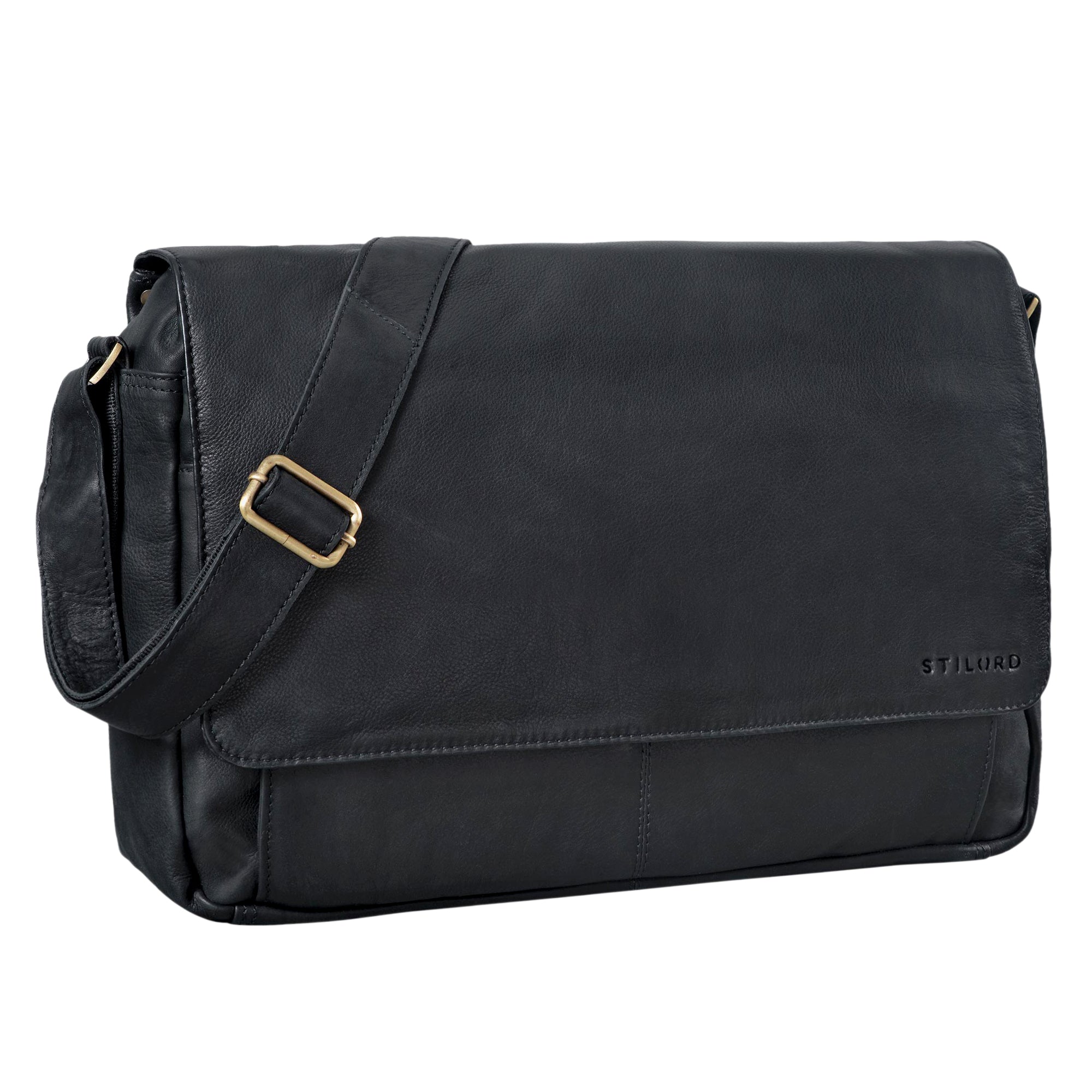 Vintage Umhängetasche Herren Leder Schwarz