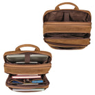 Großer Business Rucksack Leder braun mit vielen Fächern