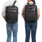 schwarzer Business Rucksack Echtleder Unisex