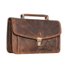 Damen Clutch Leder braun groß Vintage