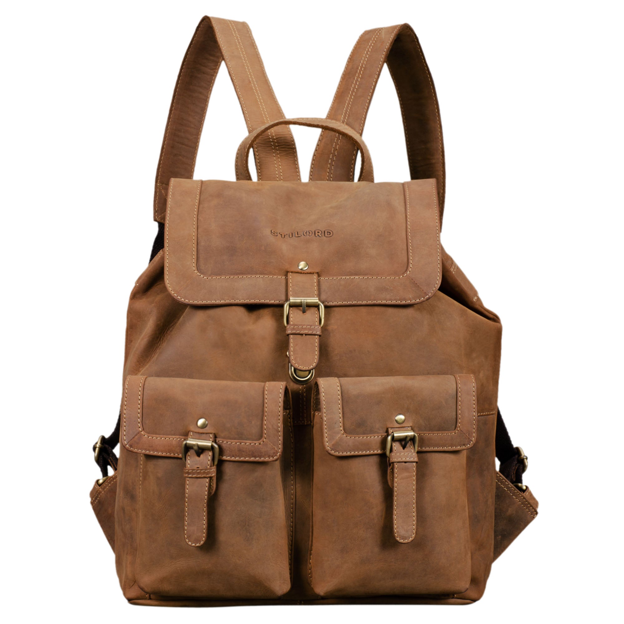 Lederrucksack Damen groß braun
