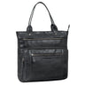 Große Handtasche Damen Leder schwarz mit vielen Fächern
