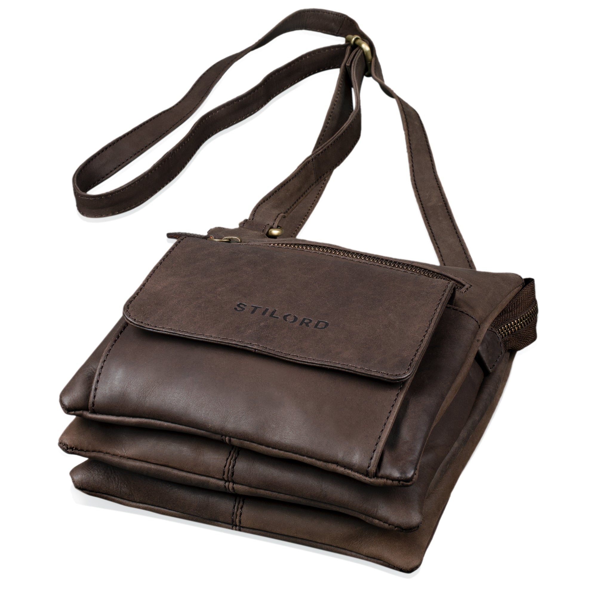 Damen Schultertasche dunkelbraunes Leder
