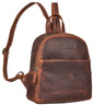 "Elonora" Vintage Læder Rygsæk 2-i-1 Dame Lille Daypack Taske