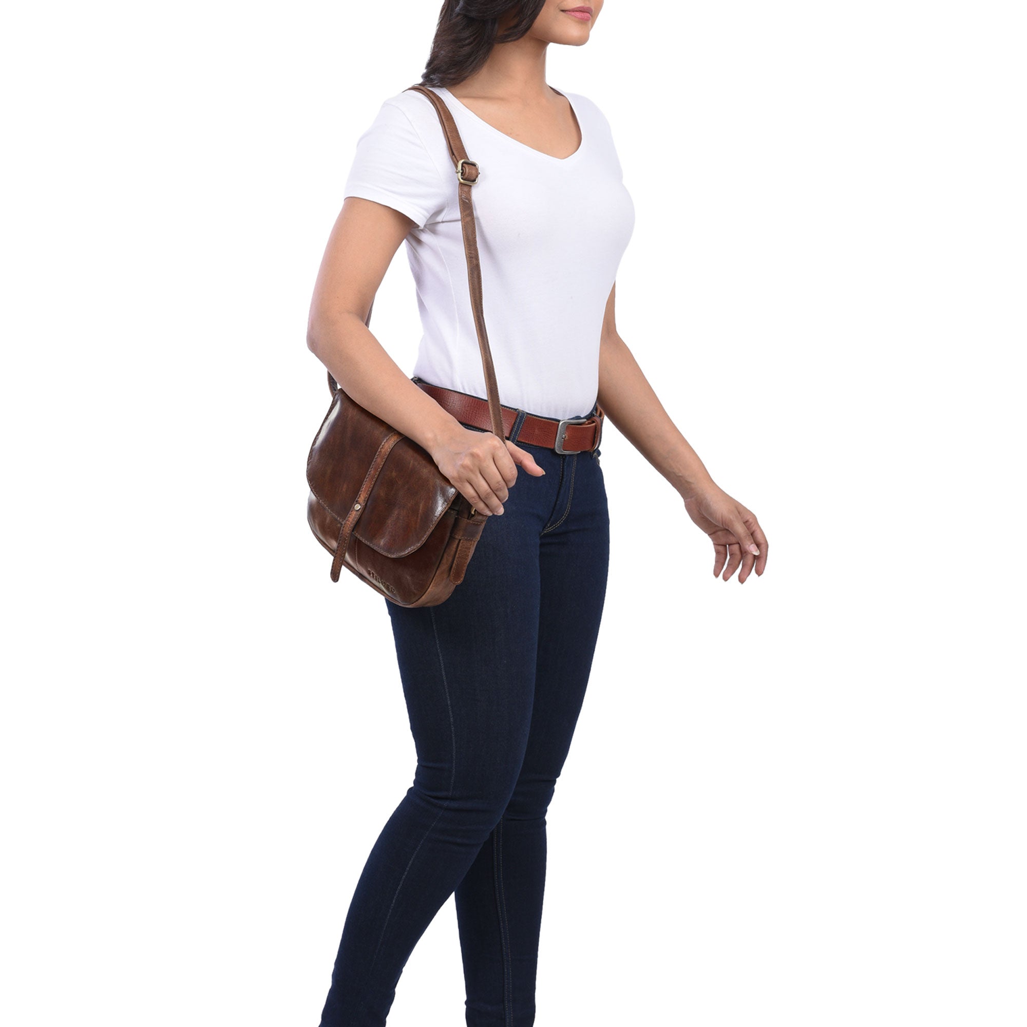 Kleine Ledertasche Damen braun