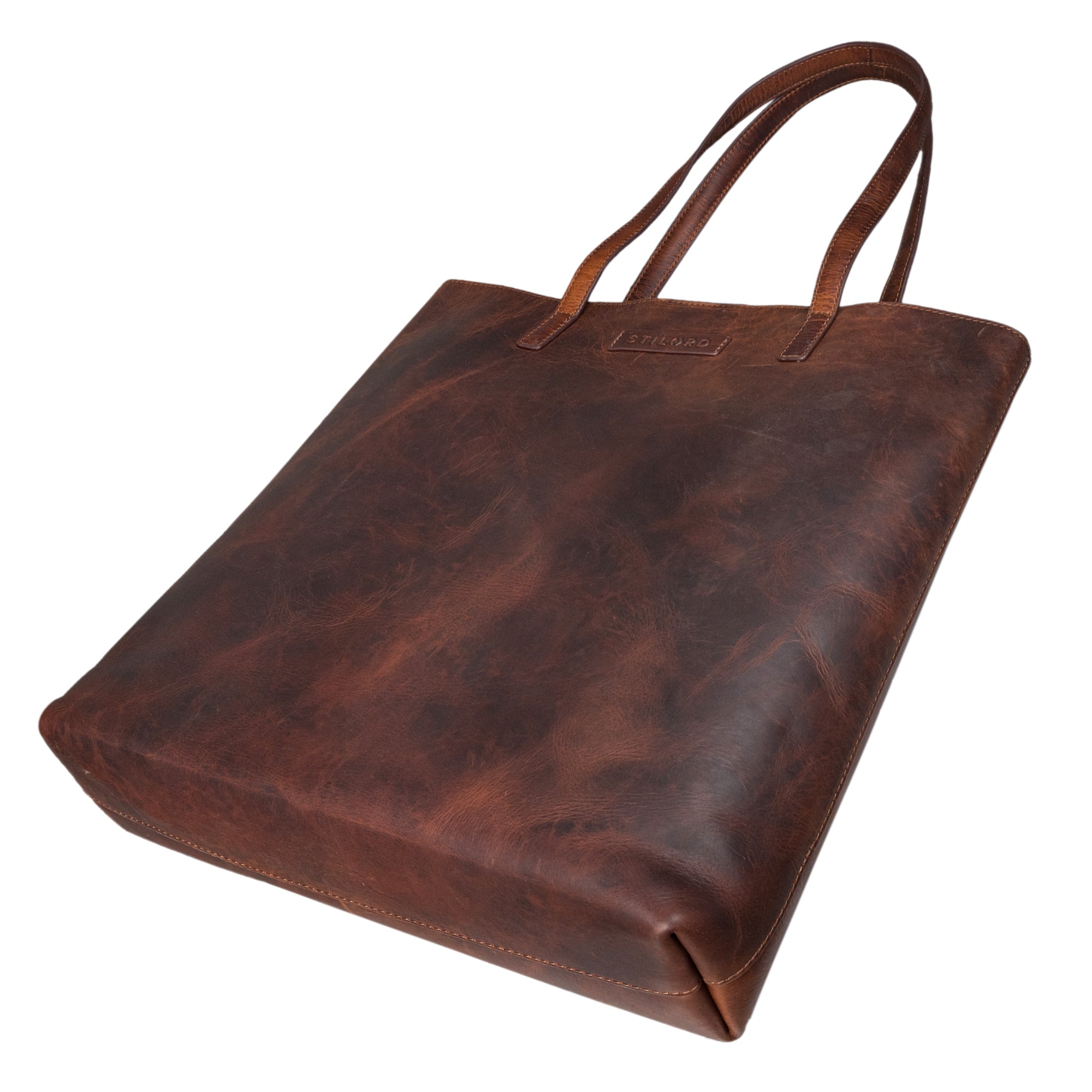 Große Damenhandtasche Echtleder Mittel-Groß Vintage cognac