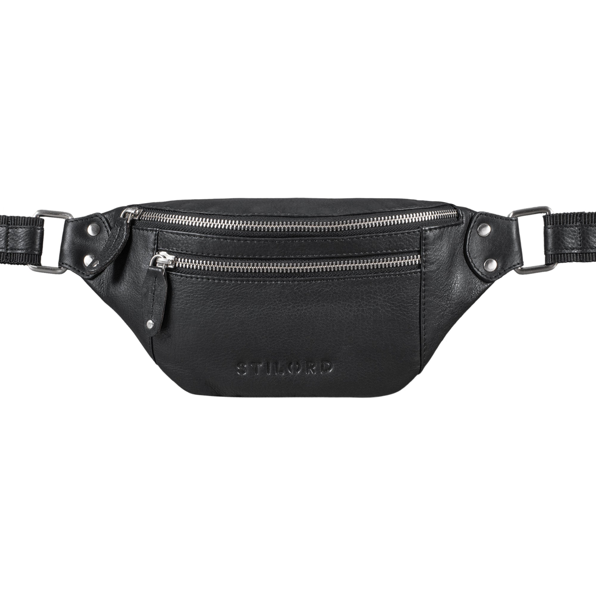 Elegante Echtleder Leder hüfttasche schwarz