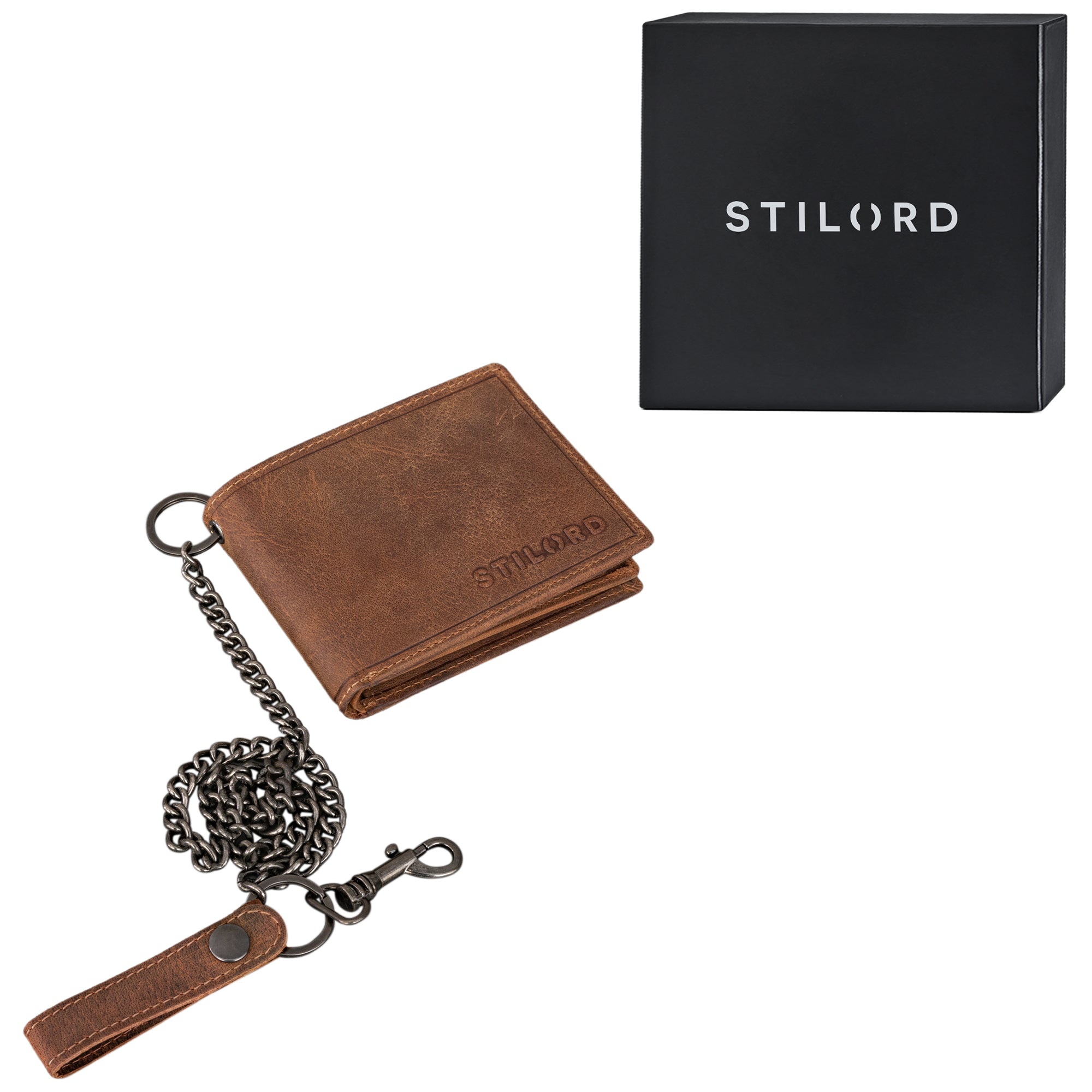 Leder Geldbörse Herren mit Kette Braun