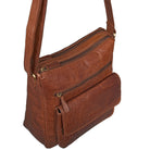 Schultertasche Damen Vintage Echtleder braun