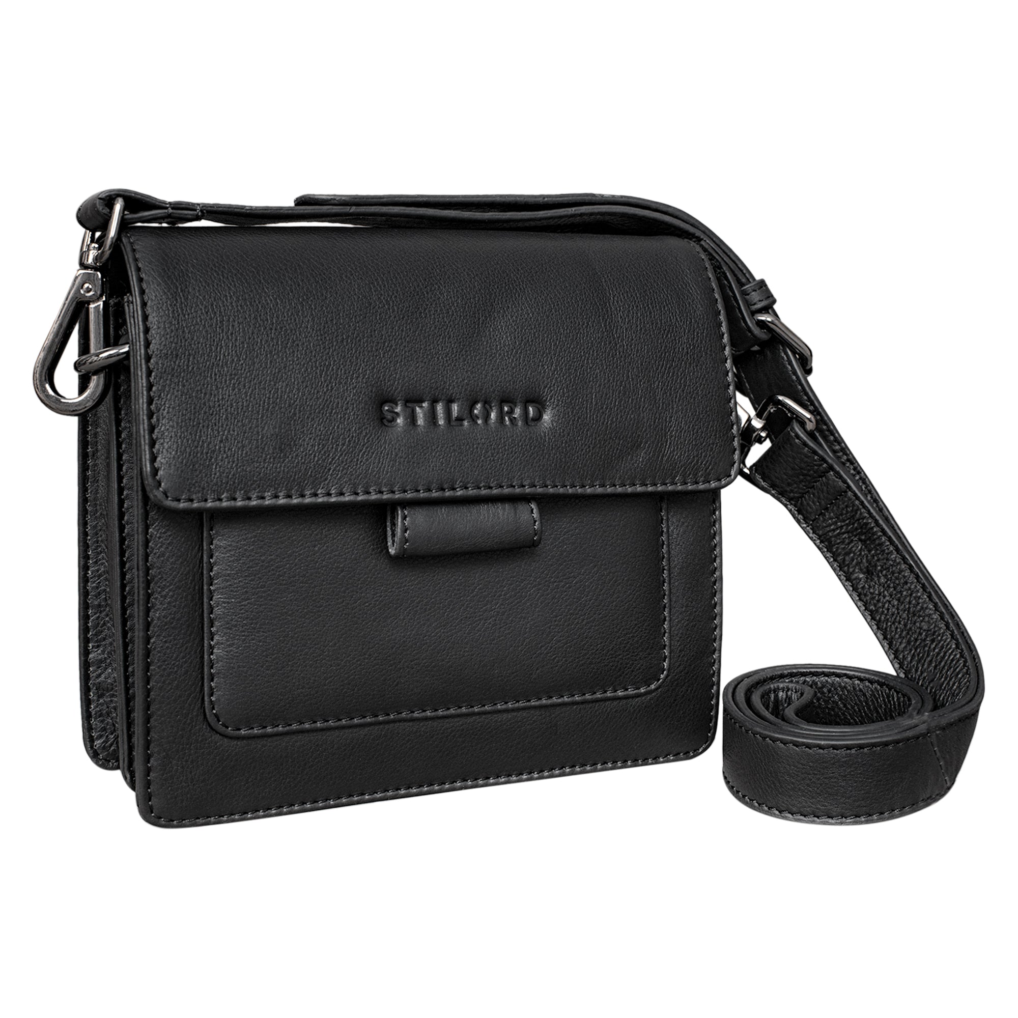 Damentasche Leder Handtasche schwarz
