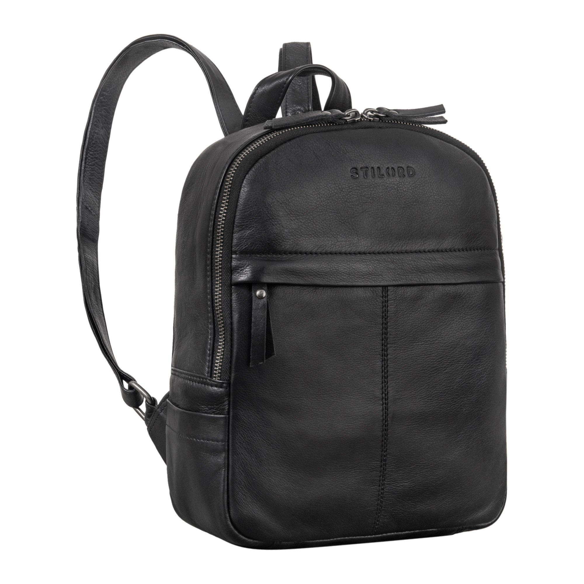 Kleiner damen lederrucksack schwarz