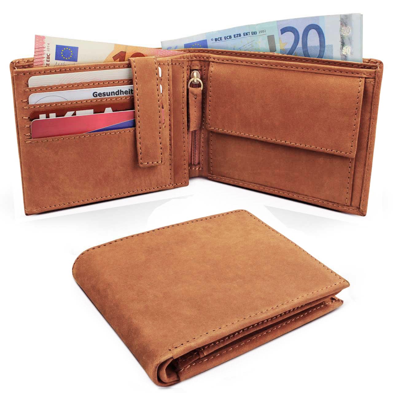 Portemonnaie-Leder-braun