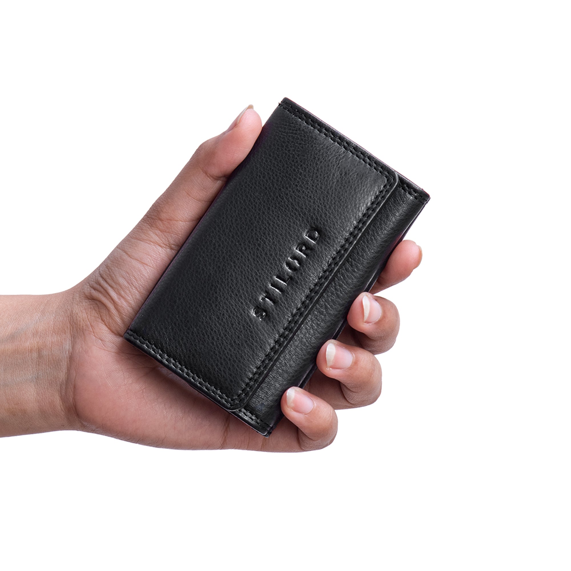  Schlüssel Etui Tasche Leder schwarz