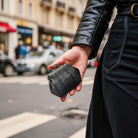 mini geldbeutel schwarz leder kompakt