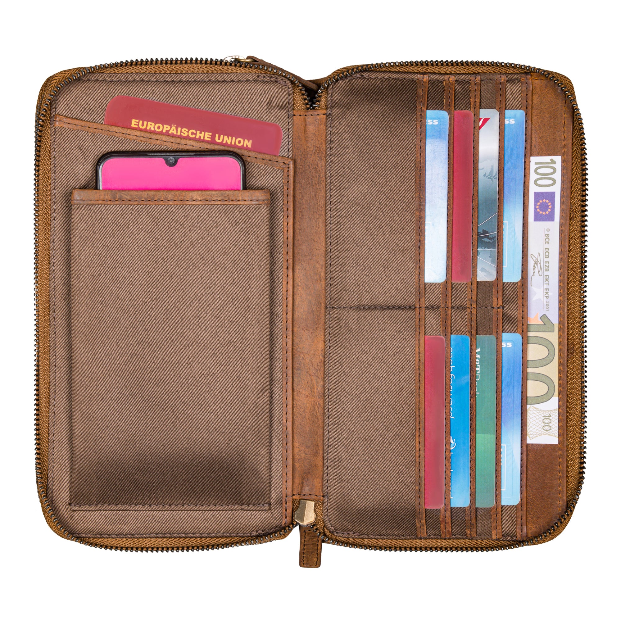 Leder Geldbörse und Handytasche