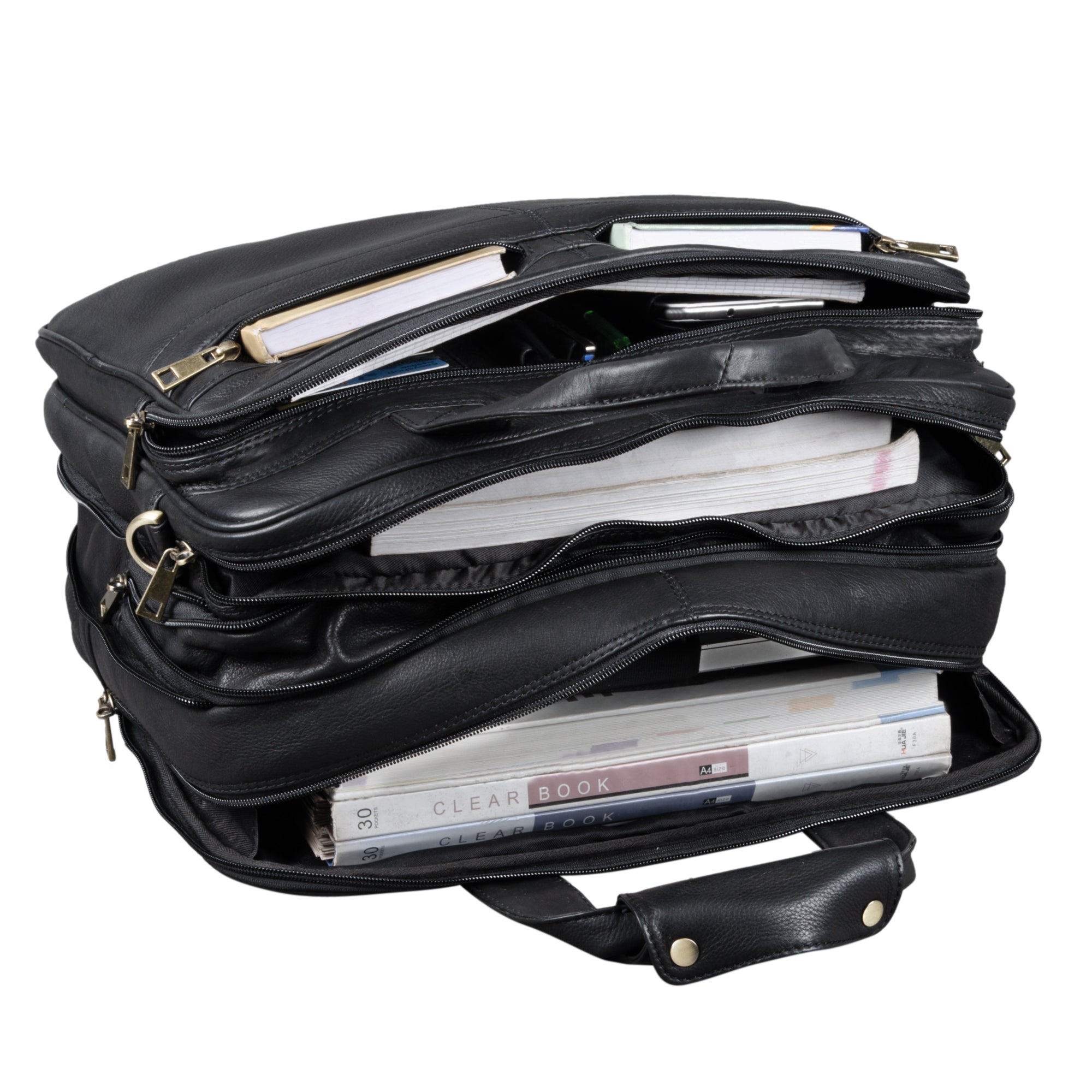 Lehrertasche zum Umhängen Leder schwarz