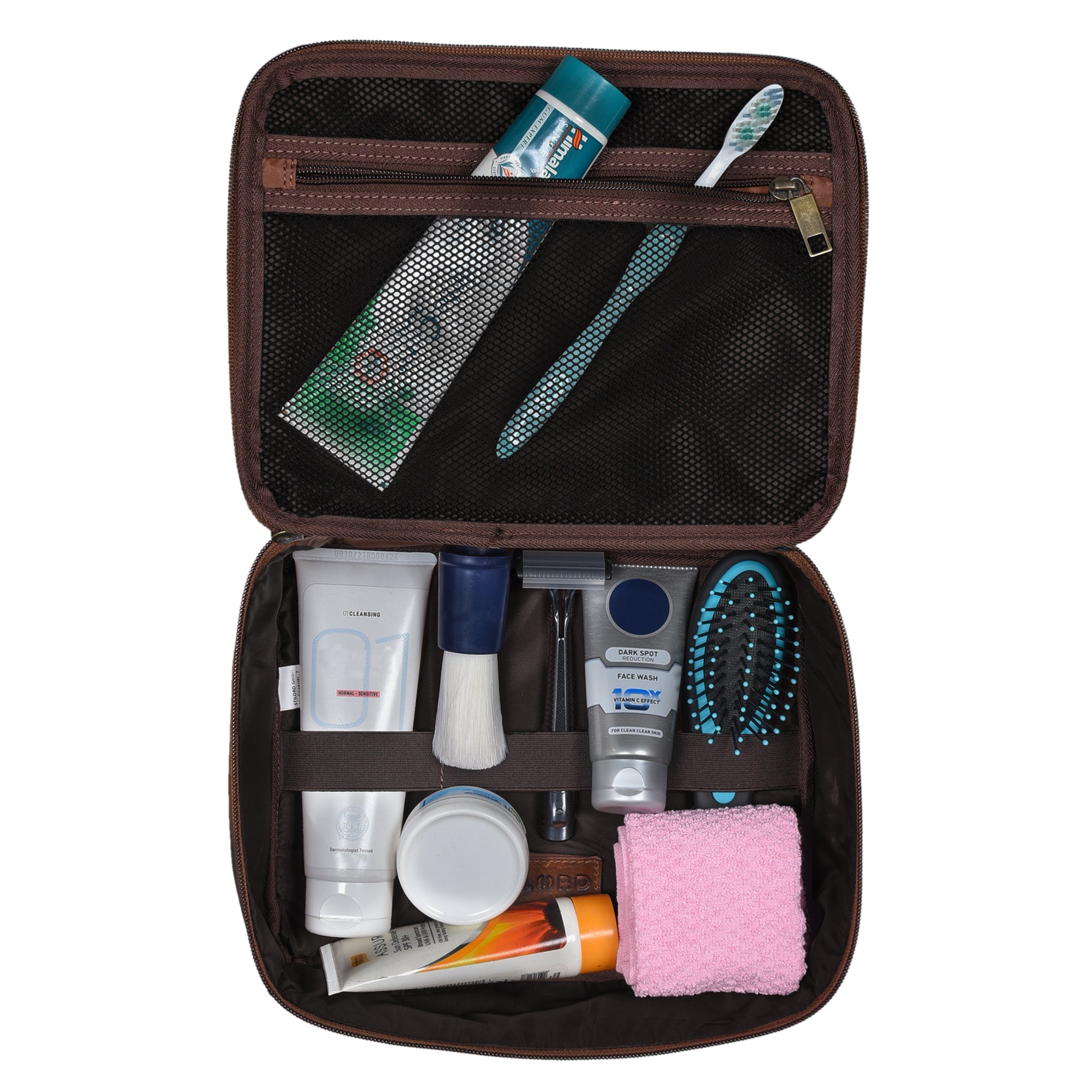 Kosmetiktasche Leder braun