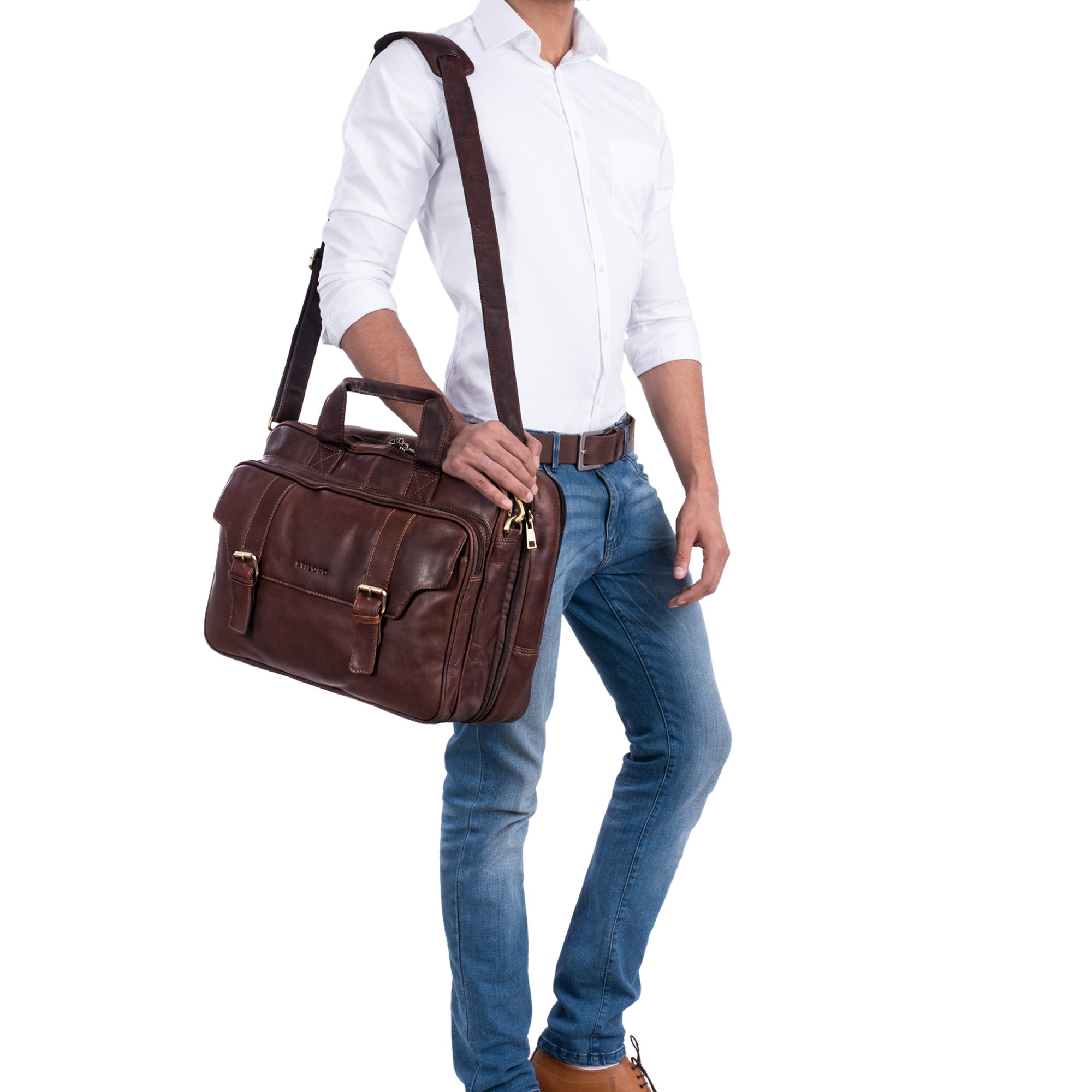 Herren Lehrertasche Leder braun