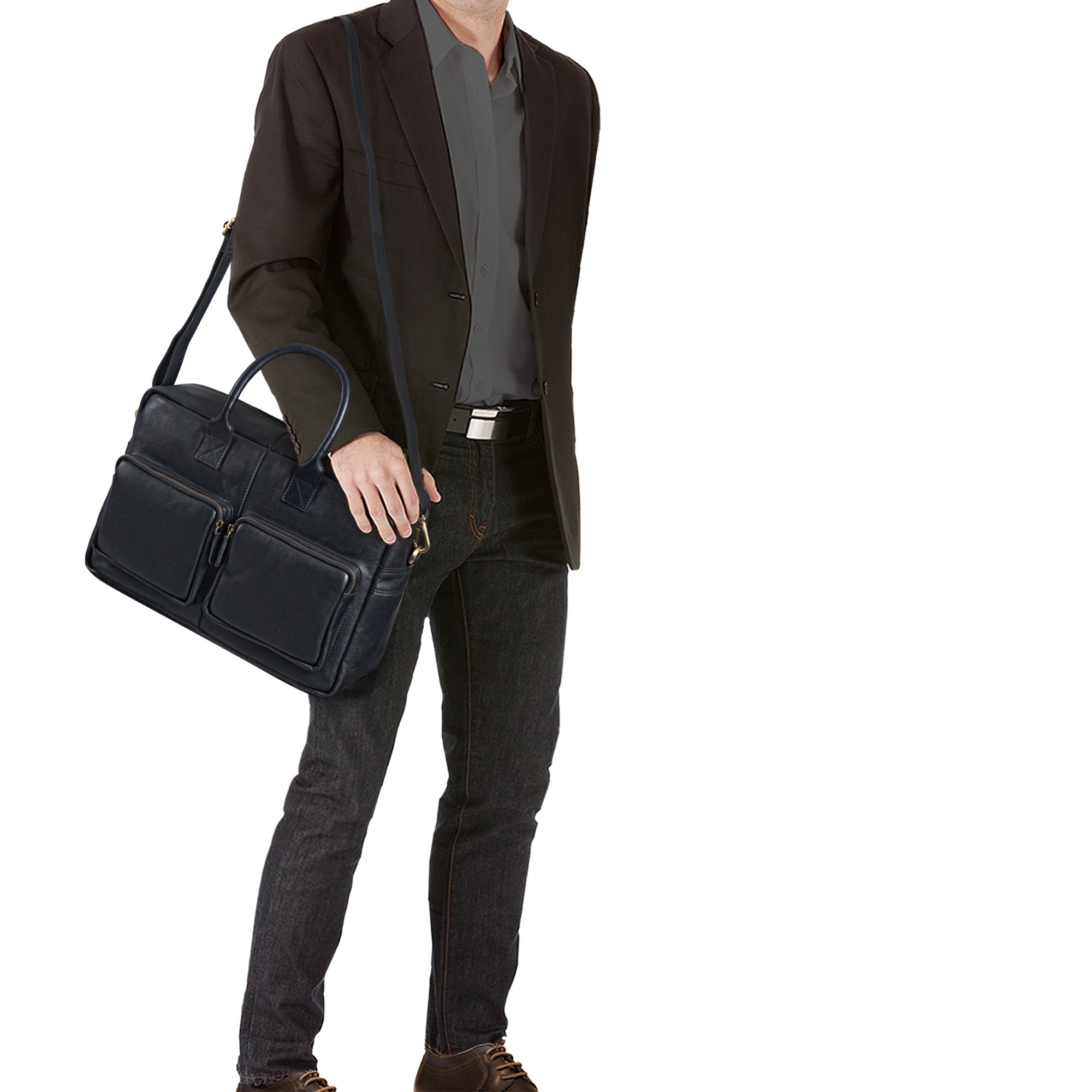 Kleine Leder Herren Tasche Vintage schwarz