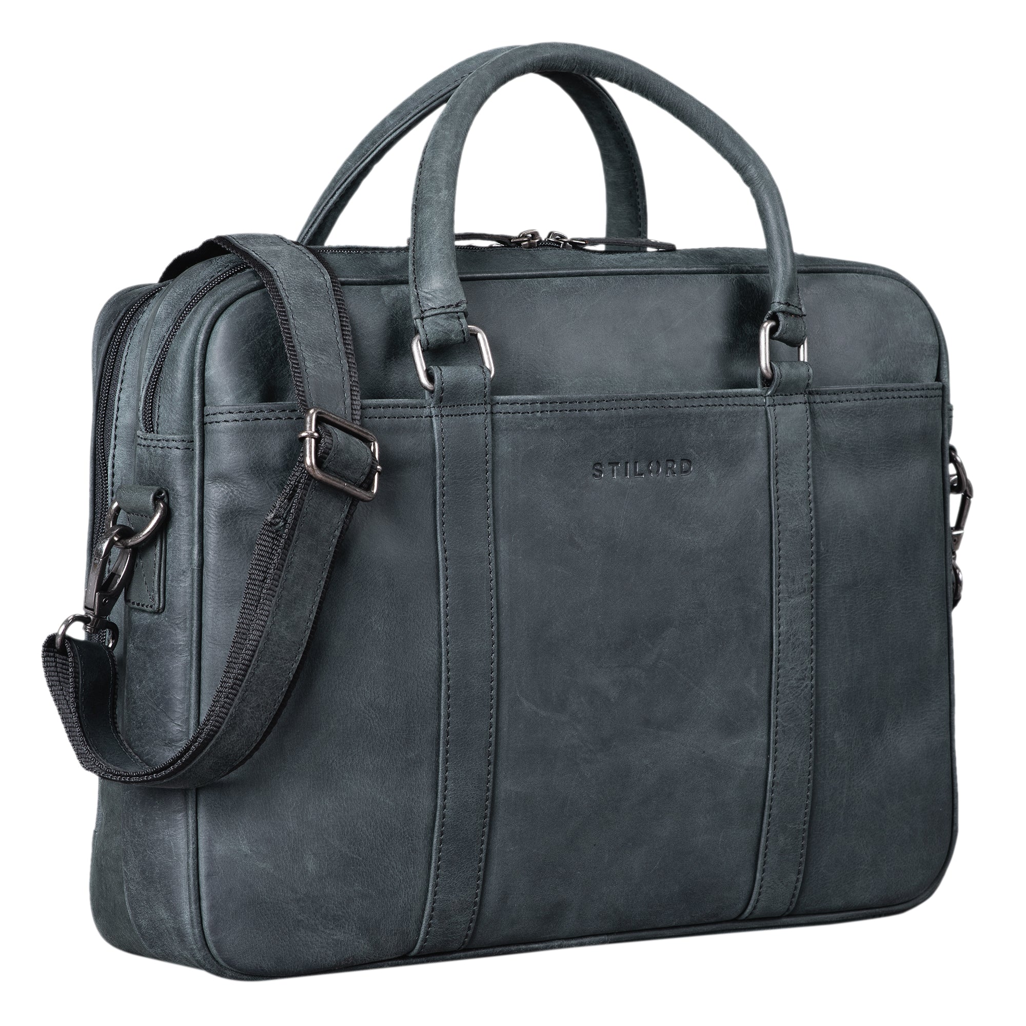 Vintage Ledertasche Messenger Bag Herren schwarz
