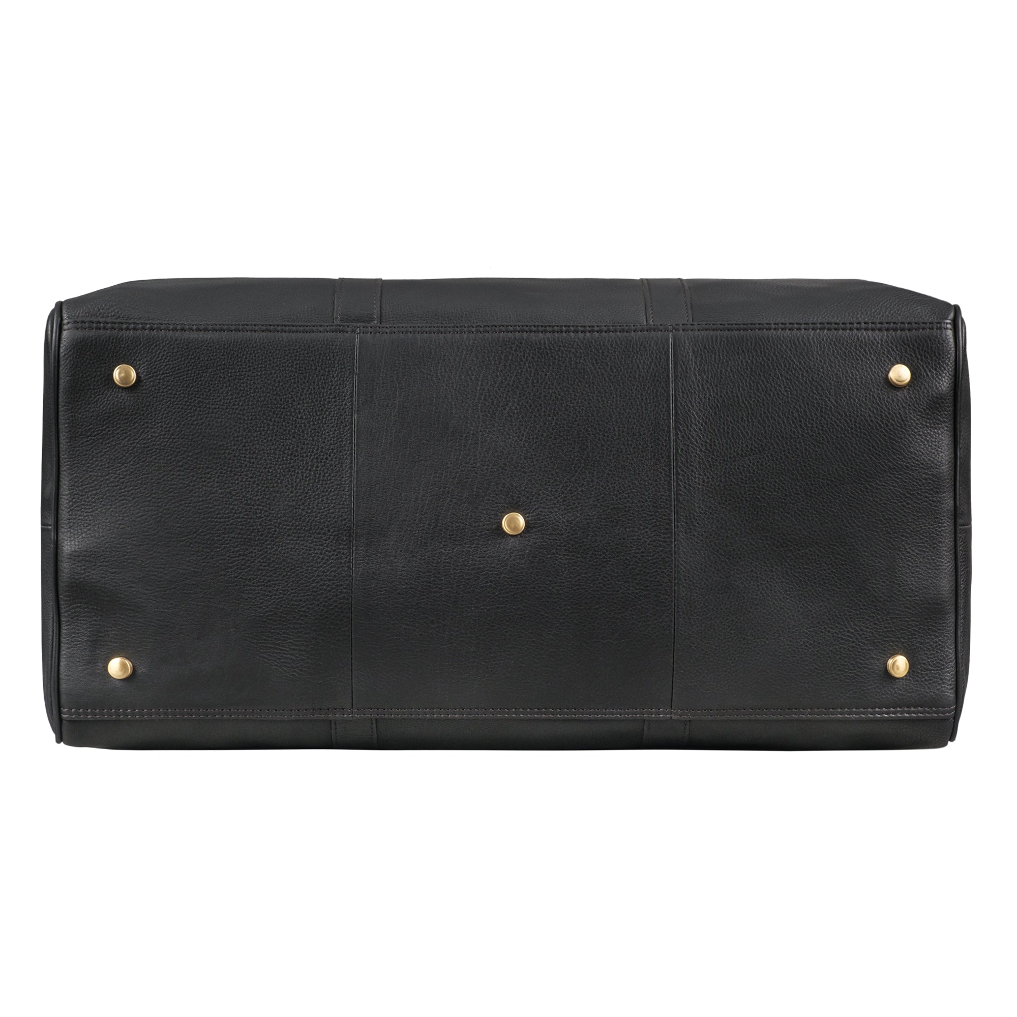 Ledertasche Handgepäck schwarz mit Füßen aus der Bodensicht