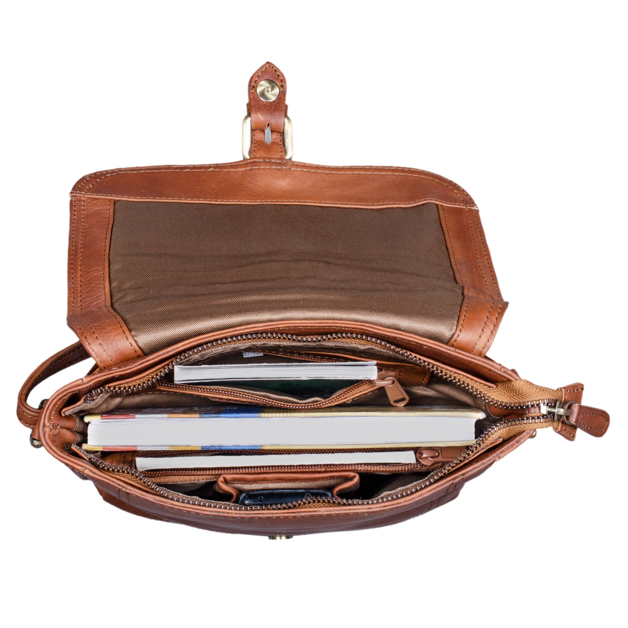 Leder Handtasche cognac braun