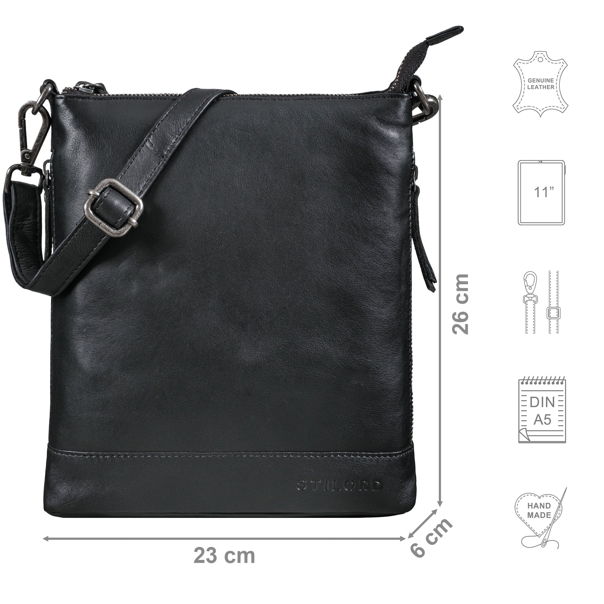 Leder Handtasche Damen klein schwarz