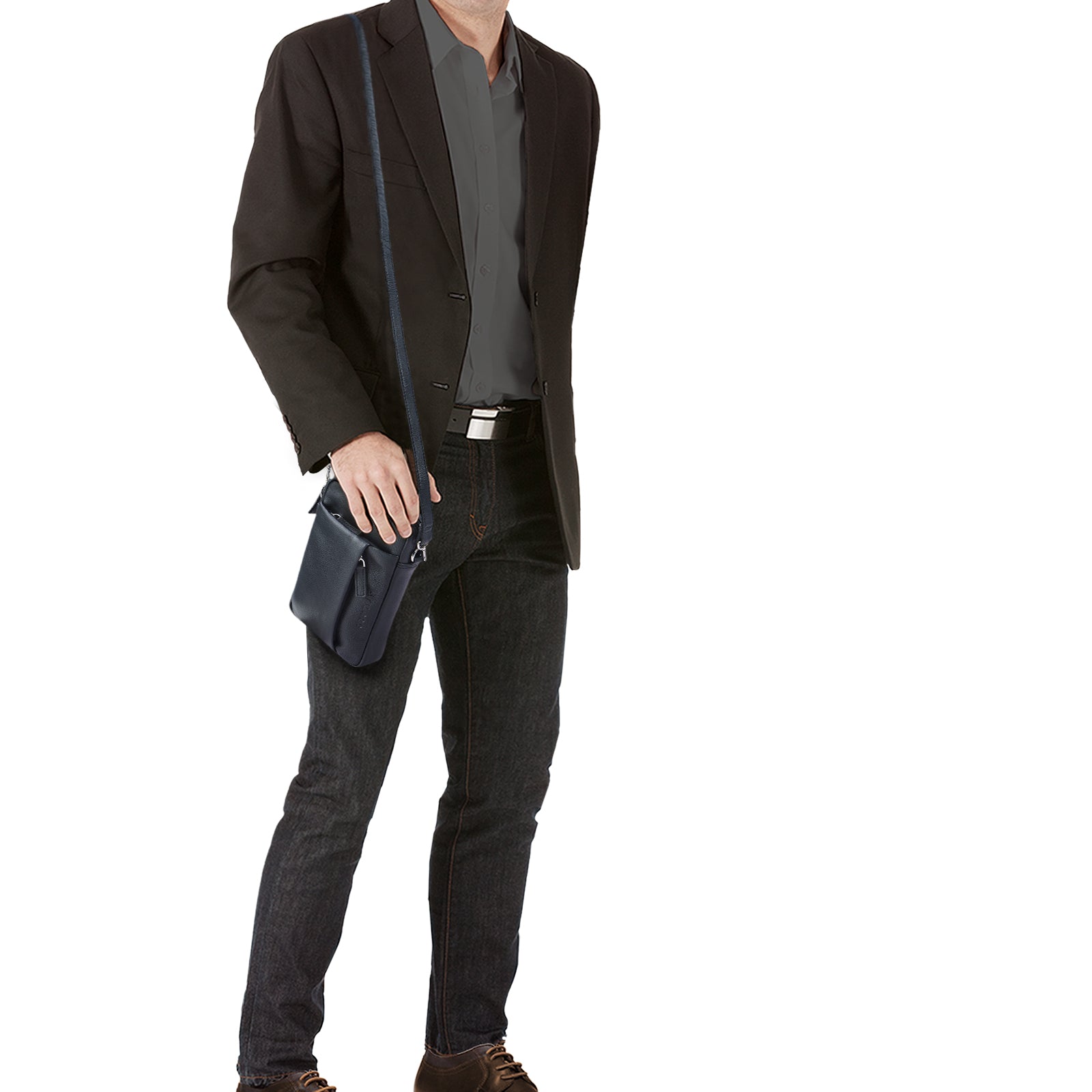 Lederhandtasche Herren schwarz