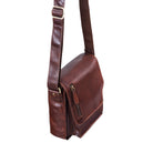 Kleine Leder Herrentasche cognac dunkelbraun