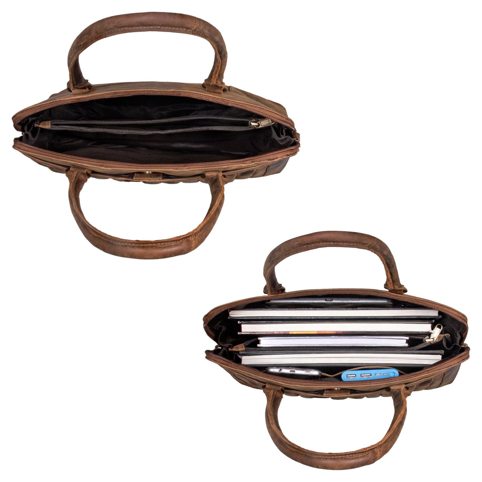 Braune Echtleder Handtasche