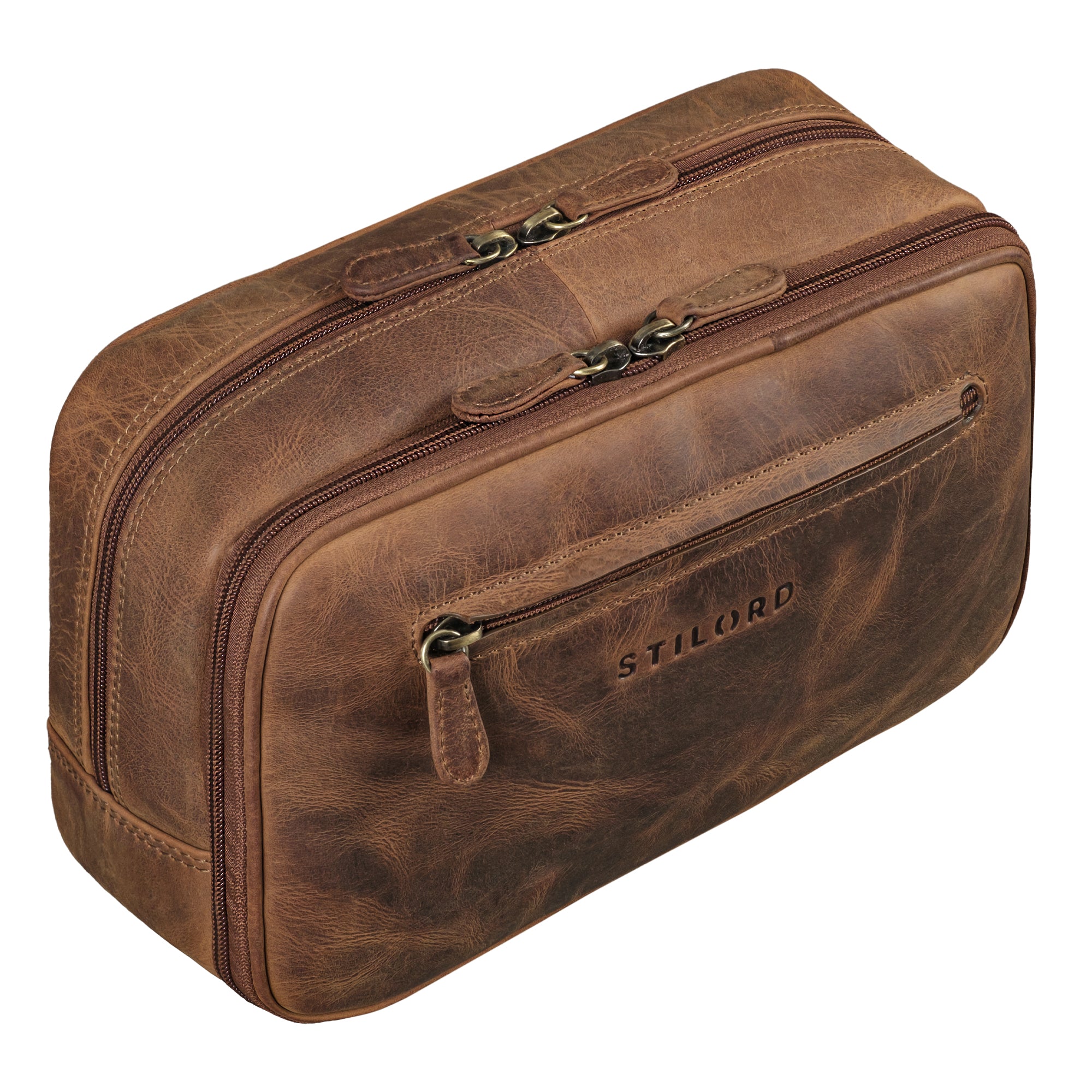 Kulturtasche Damen Leder braun