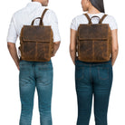 Vintage Rucksack mit verstellbaren Trägern für Damen und Herren braun