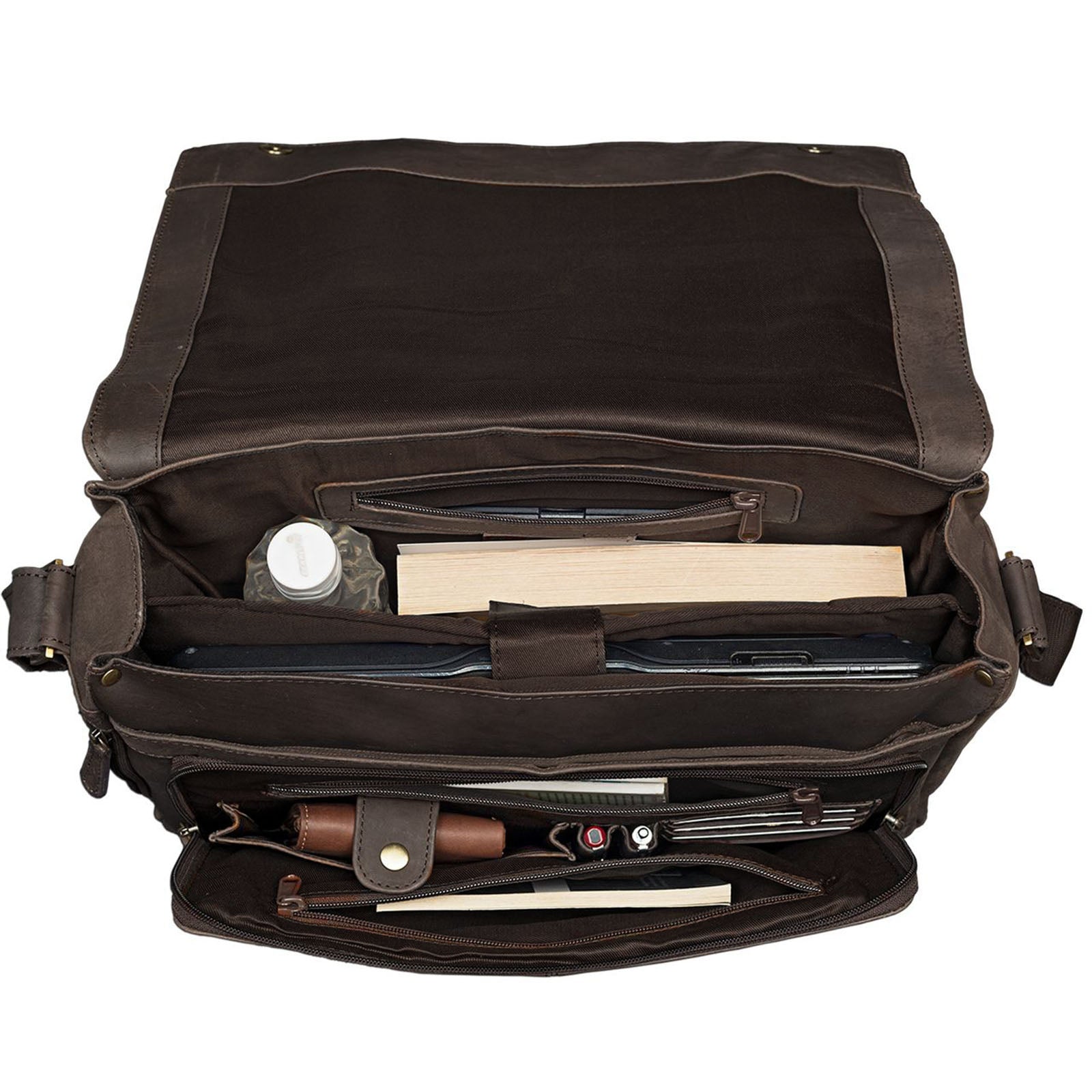 Schultertasche Braun Leder Groß