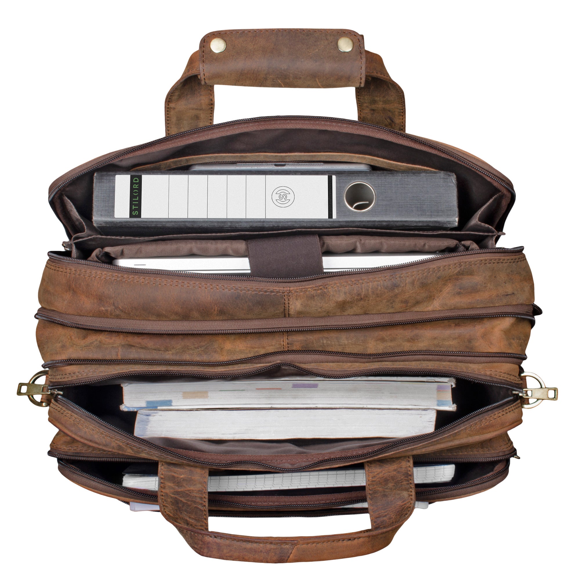 Vintage Ledertasche Damen braun groß