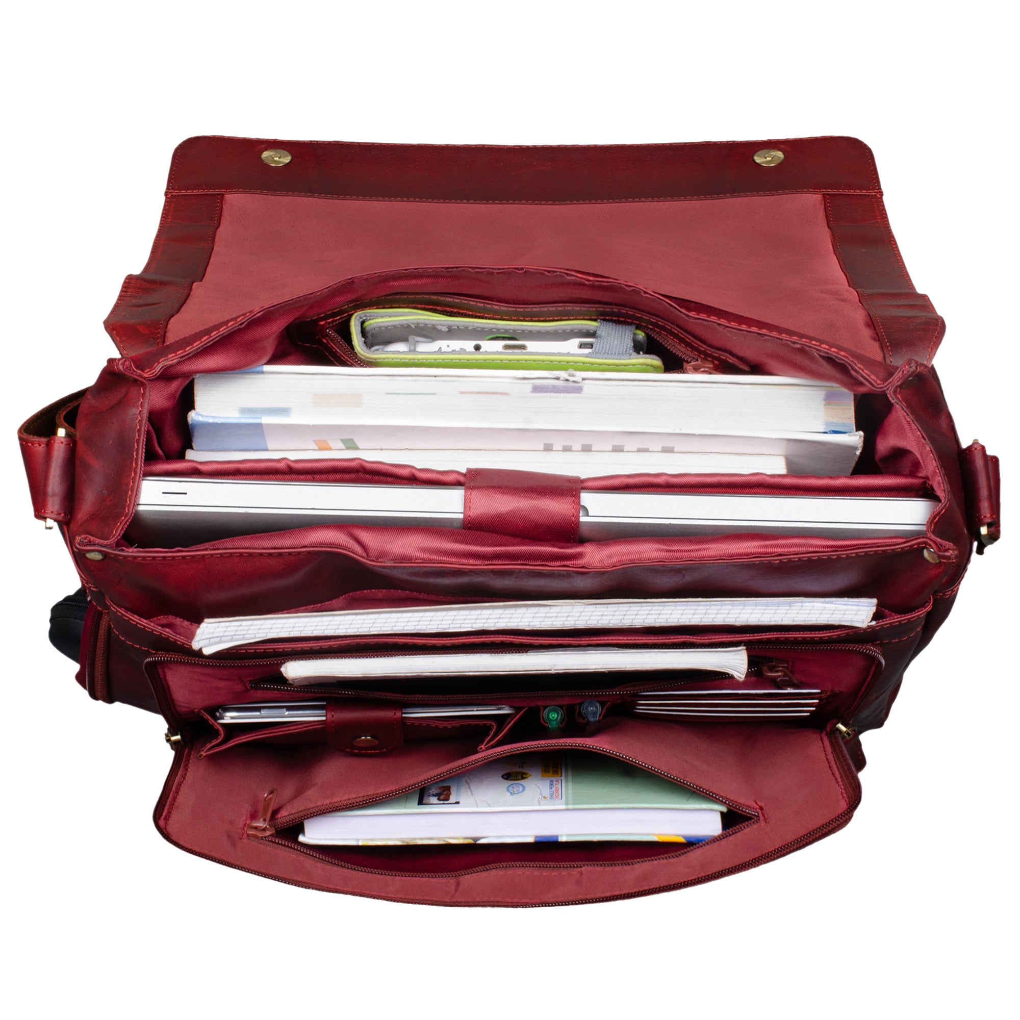 Ledertasche rot für Aktentordner